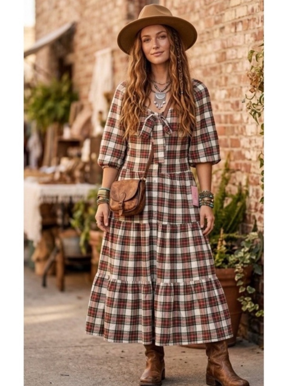 Ivy City Co Merry Dress Holiday Plaid Midi Size 2X NWT New - Picture 4 of 16